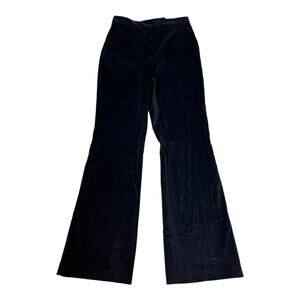 ZARA Velvet Pants Flare Leg Black High Rise Pockets Cotton Black Medium NWT